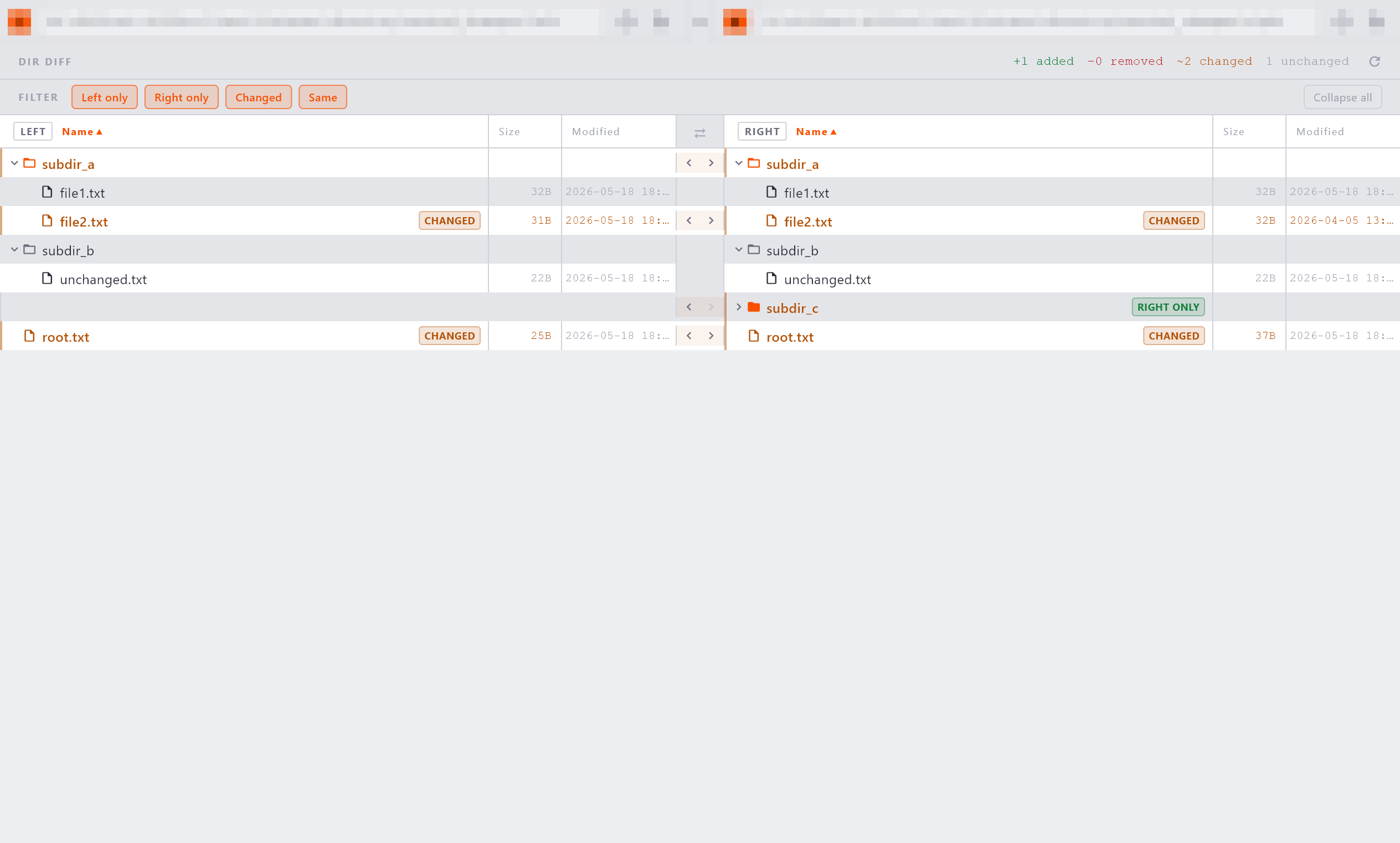 Directory tree with nested files and subdirectories