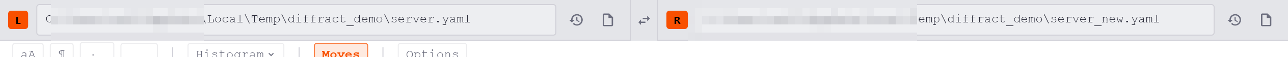Path bars with file paths loaded