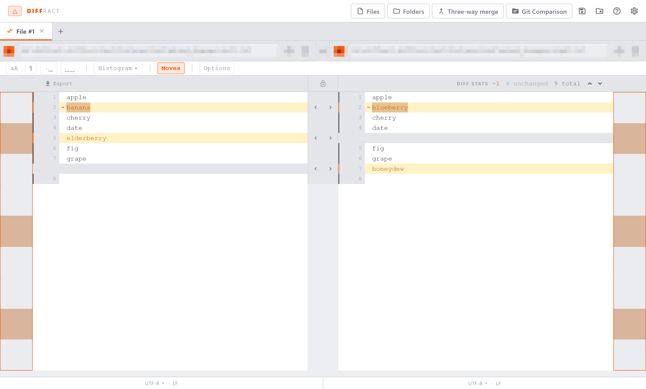 Tab bar with one open comparison tab